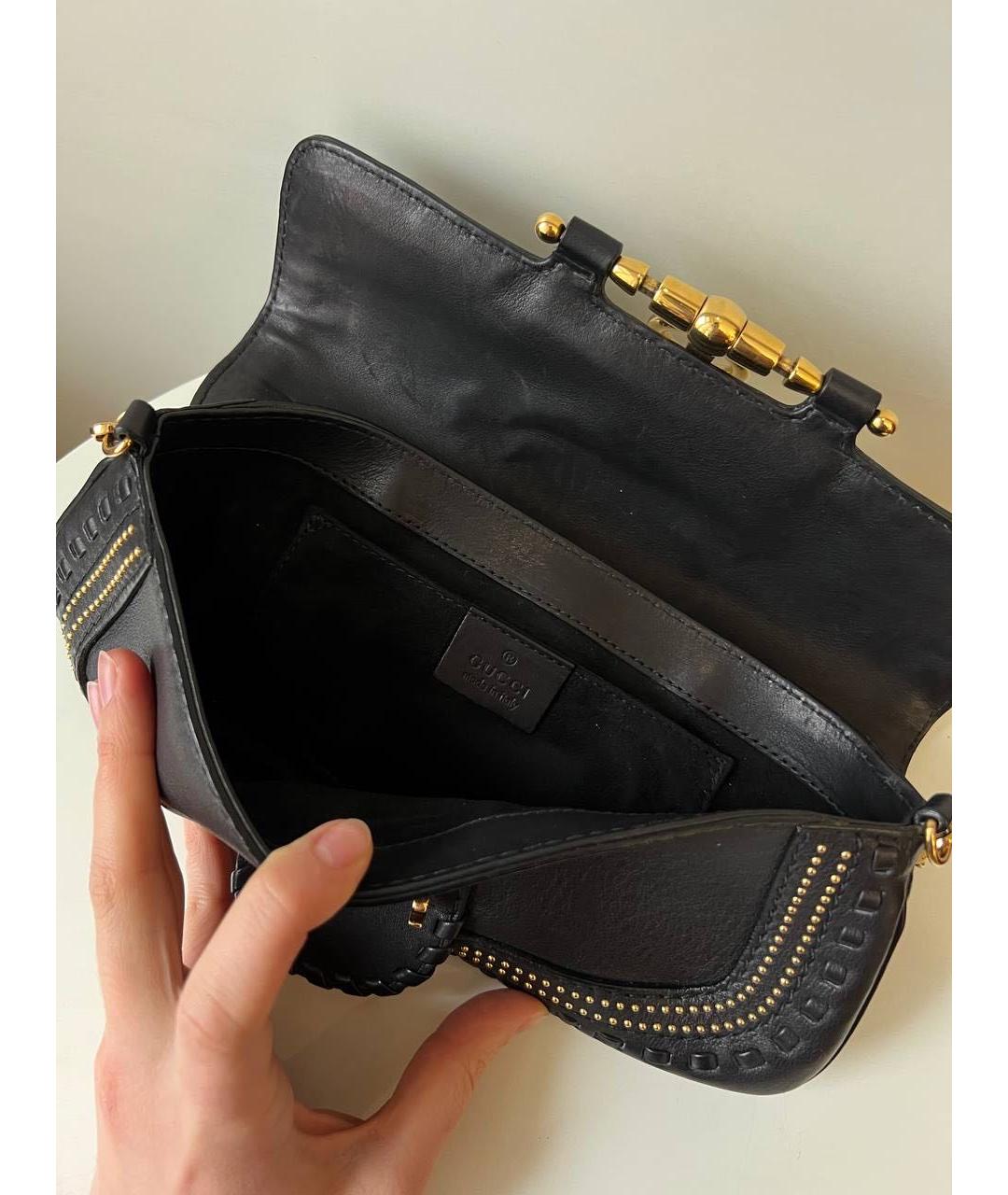 GUCCI Черная кожаная сумка с короткими ручками, фото 4