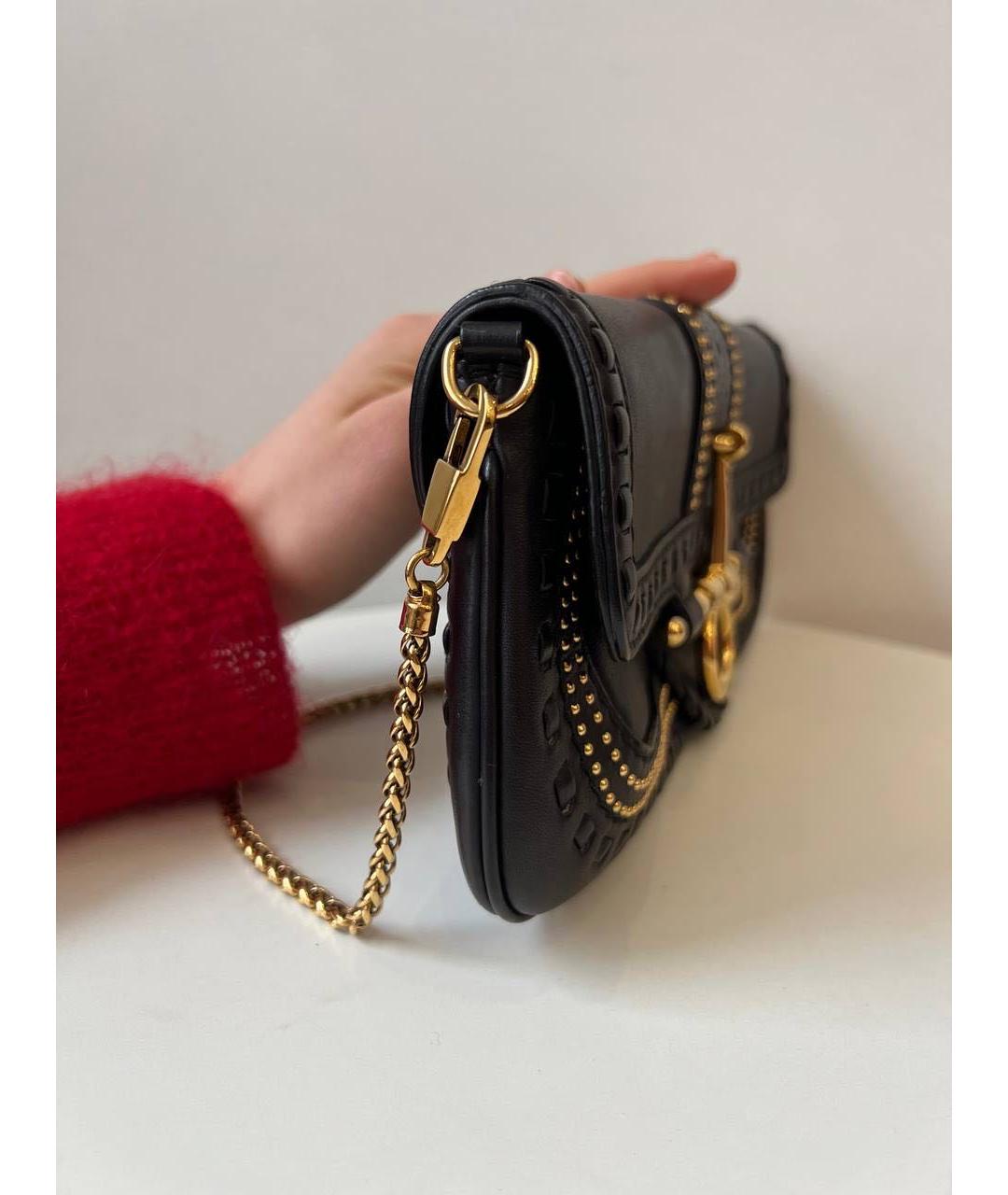 GUCCI Черная кожаная сумка с короткими ручками, фото 2