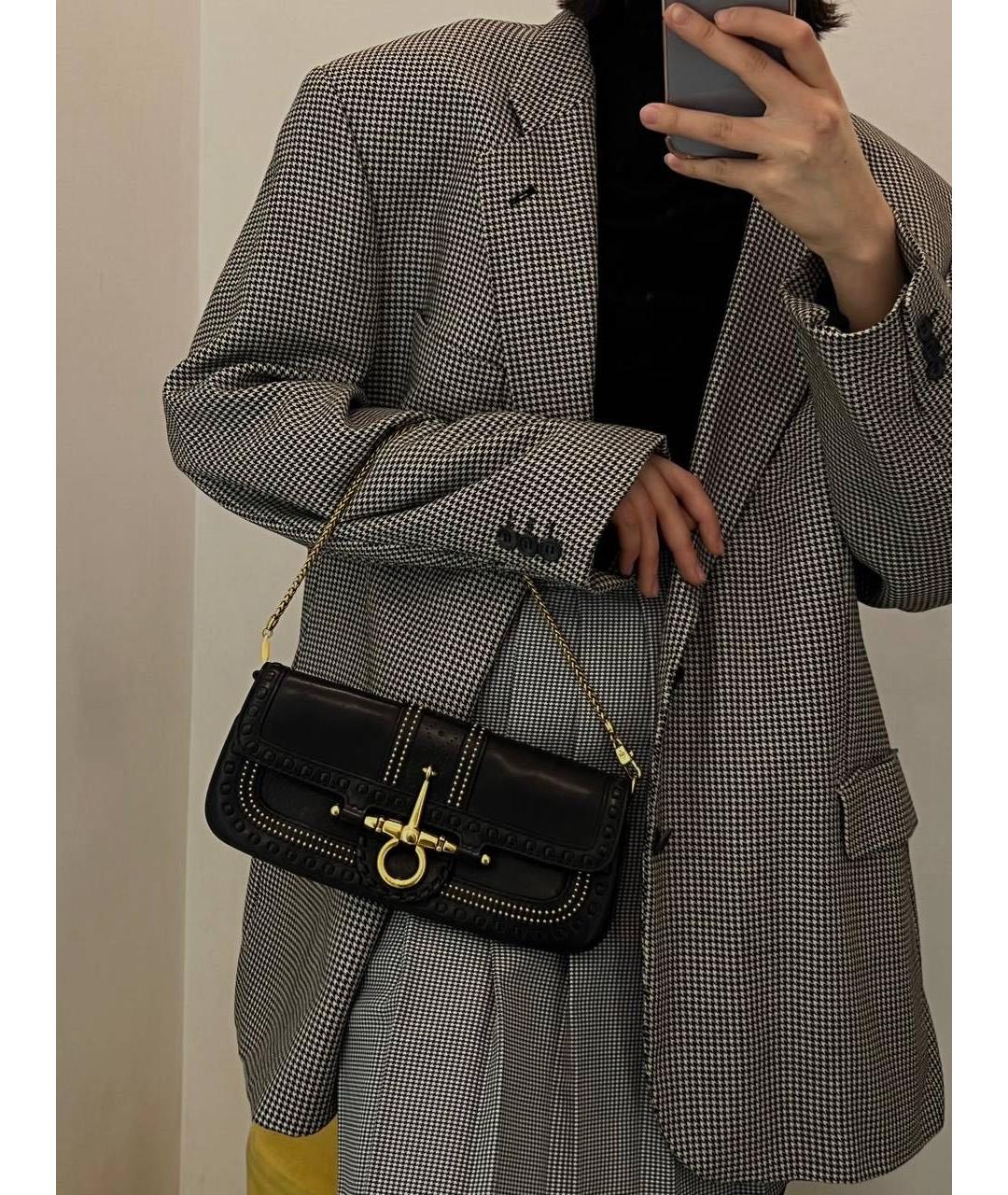 GUCCI Черная кожаная сумка с короткими ручками, фото 5