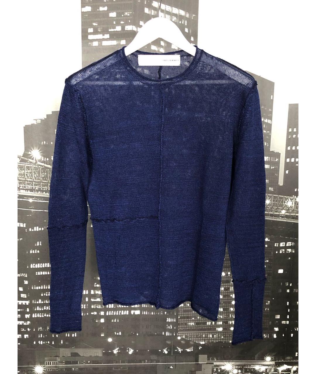ISABEL BENENATO Темно-синий льняной джемпер / свитер, фото 7