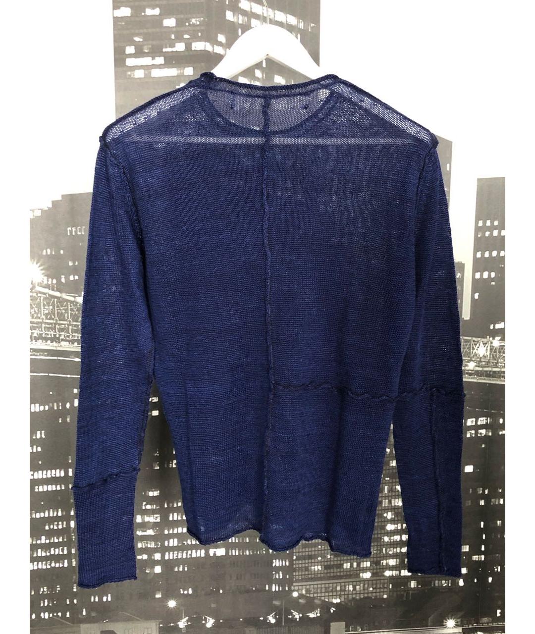 ISABEL BENENATO Темно-синий льняной джемпер / свитер, фото 2