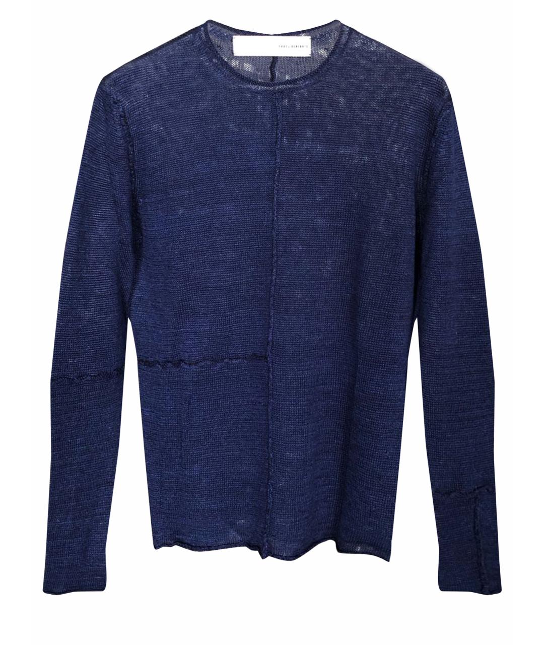 ISABEL BENENATO Темно-синий льняной джемпер / свитер, фото 1