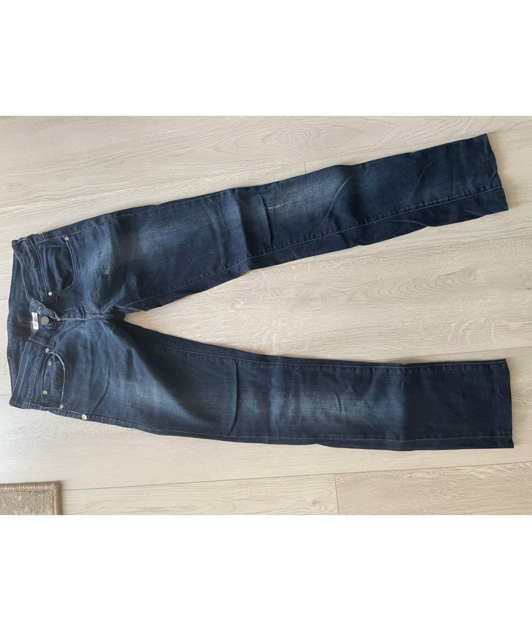 GIANFRANCO FERRE Темно-синие хлопко-полиэстеровые прямые джинсы, фото 9