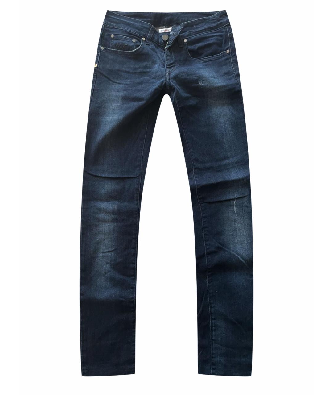 GIANFRANCO FERRE Темно-синие хлопко-полиэстеровые прямые джинсы, фото 1