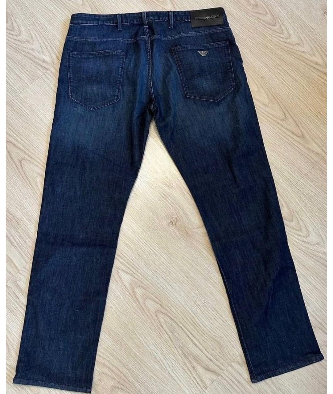 EMPORIO ARMANI Темно-синие хлопковые прямые джинсы, фото 2
