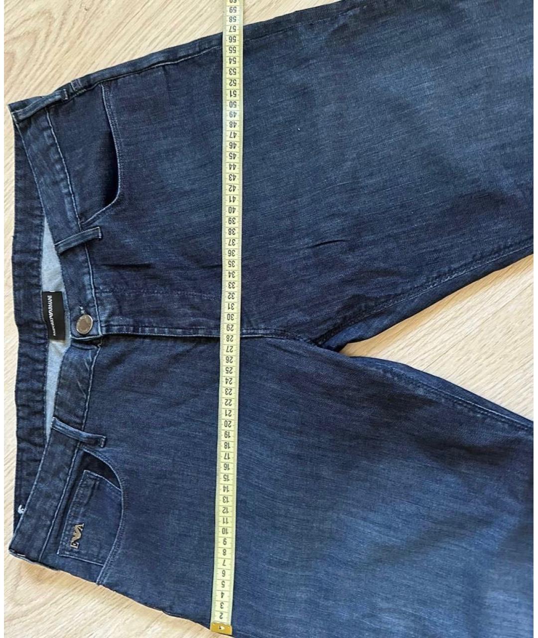 EMPORIO ARMANI Темно-синие хлопковые прямые джинсы, фото 6