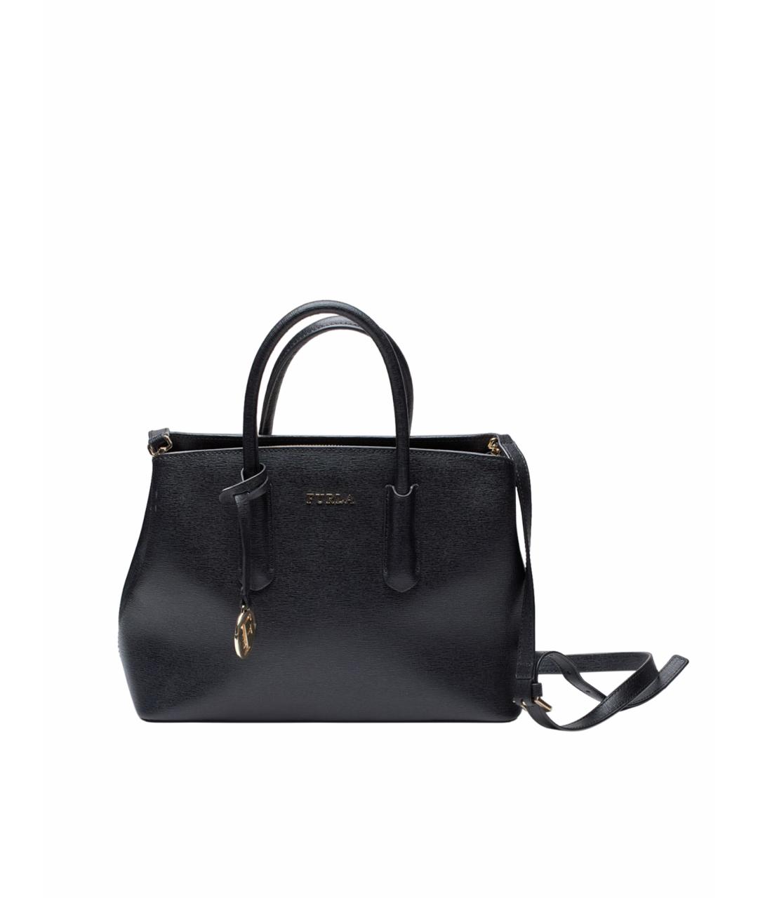 FURLA Черная кожаная сумка тоут, фото 1