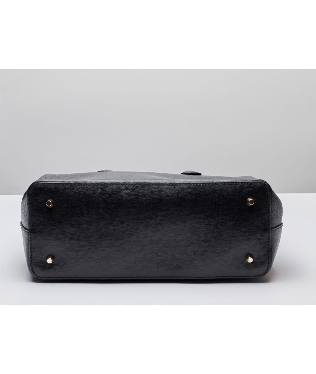 FURLA Черная кожаная сумка тоут, фото 5