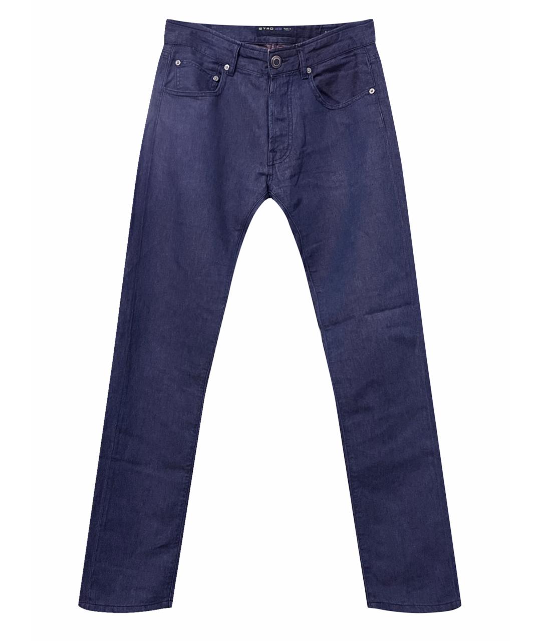 ETRO Синие хлопко-леновые джинсы скинни, фото 1