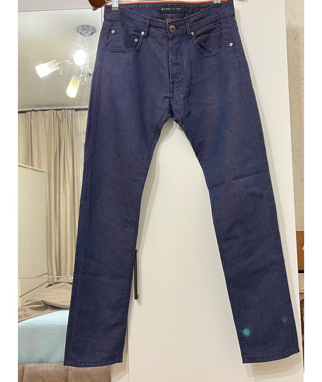 ETRO Синие хлопко-леновые джинсы скинни, фото 9