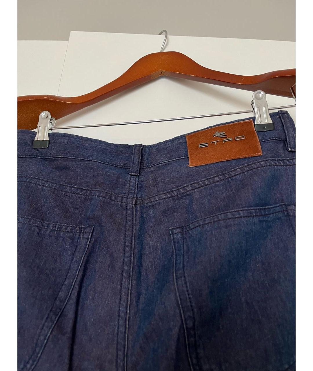 ETRO Синие хлопко-леновые джинсы скинни, фото 3