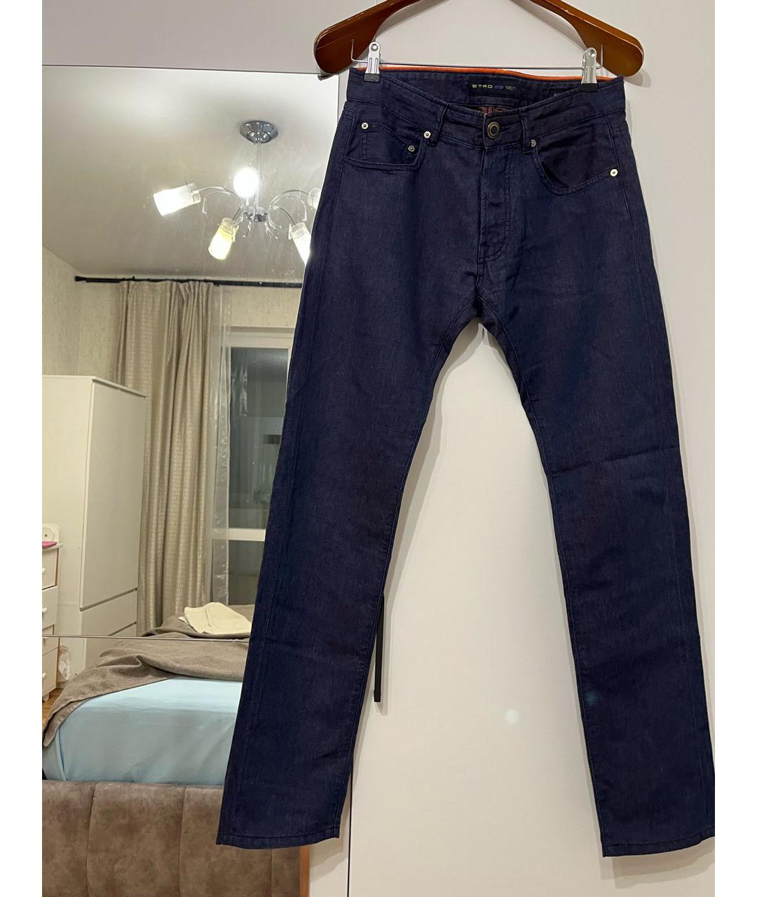 ETRO Синие хлопко-леновые джинсы скинни, фото 2