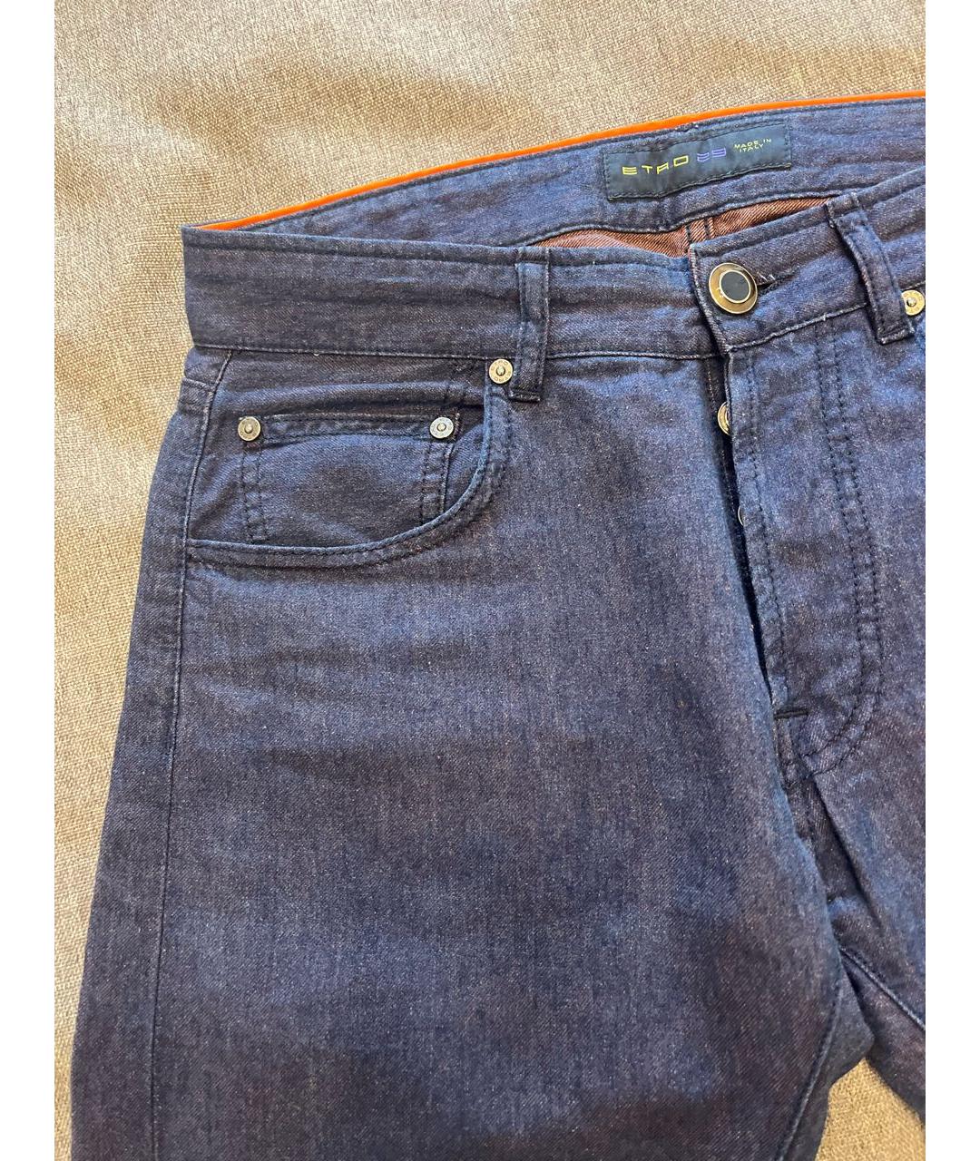 ETRO Синие хлопко-леновые джинсы скинни, фото 8
