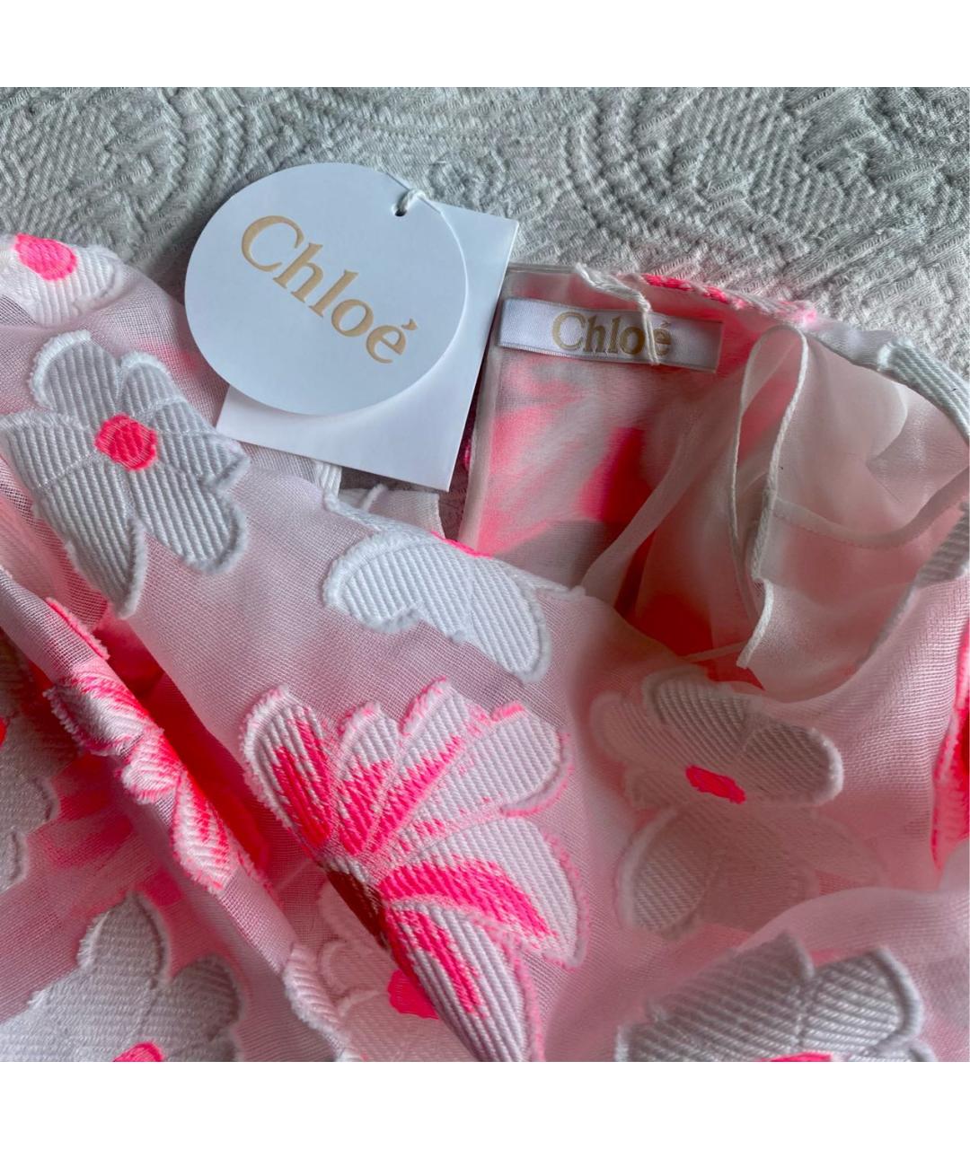 CHLOE Розовый ацетатный костюм с юбками, фото 4