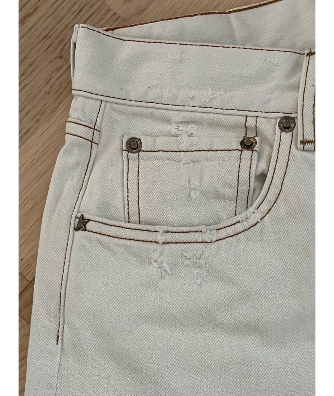 GOLDEN GOOSE DELUXE BRAND Белые хлопковые прямые джинсы, фото 4