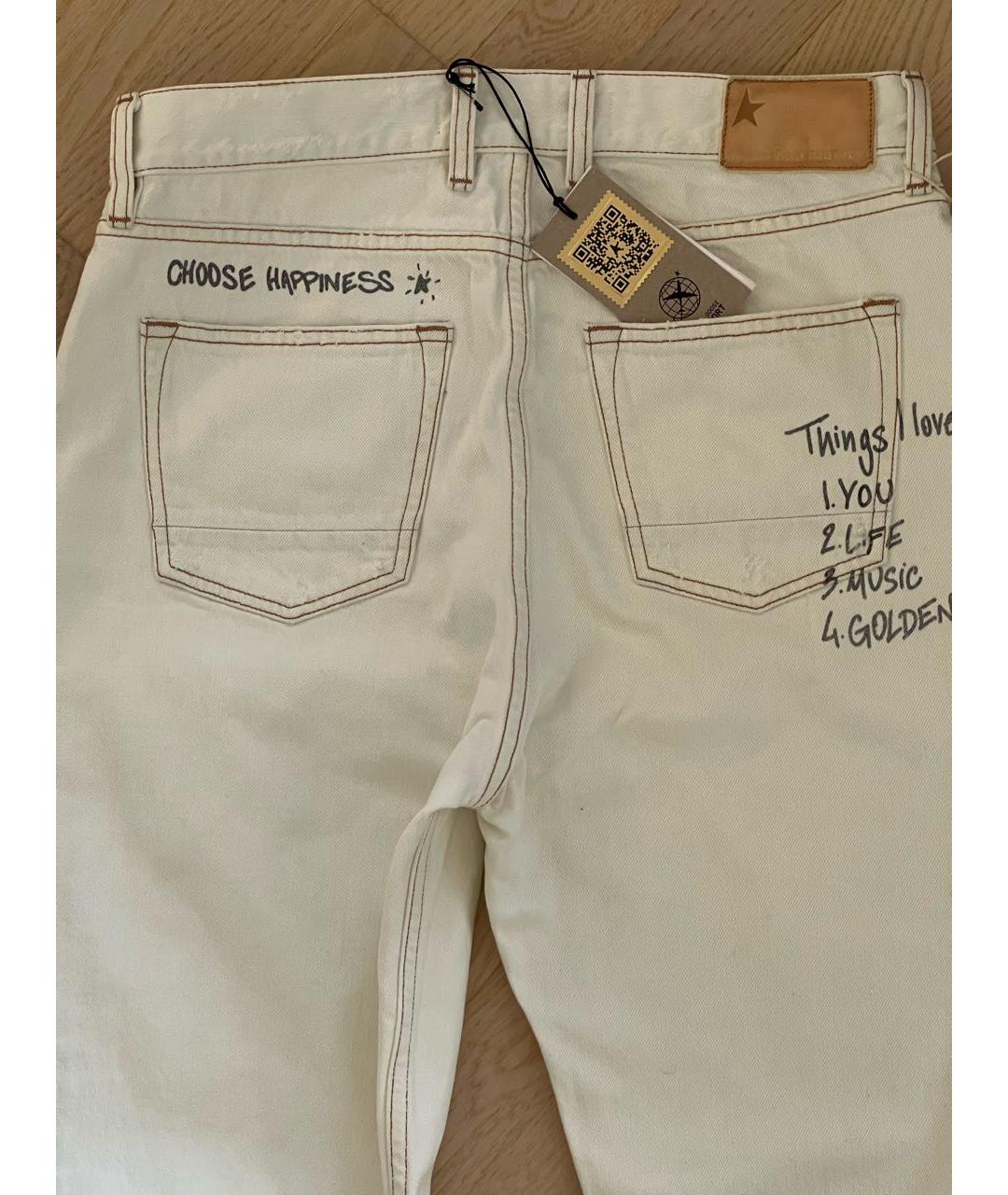 GOLDEN GOOSE DELUXE BRAND Белые хлопковые прямые джинсы, фото 5
