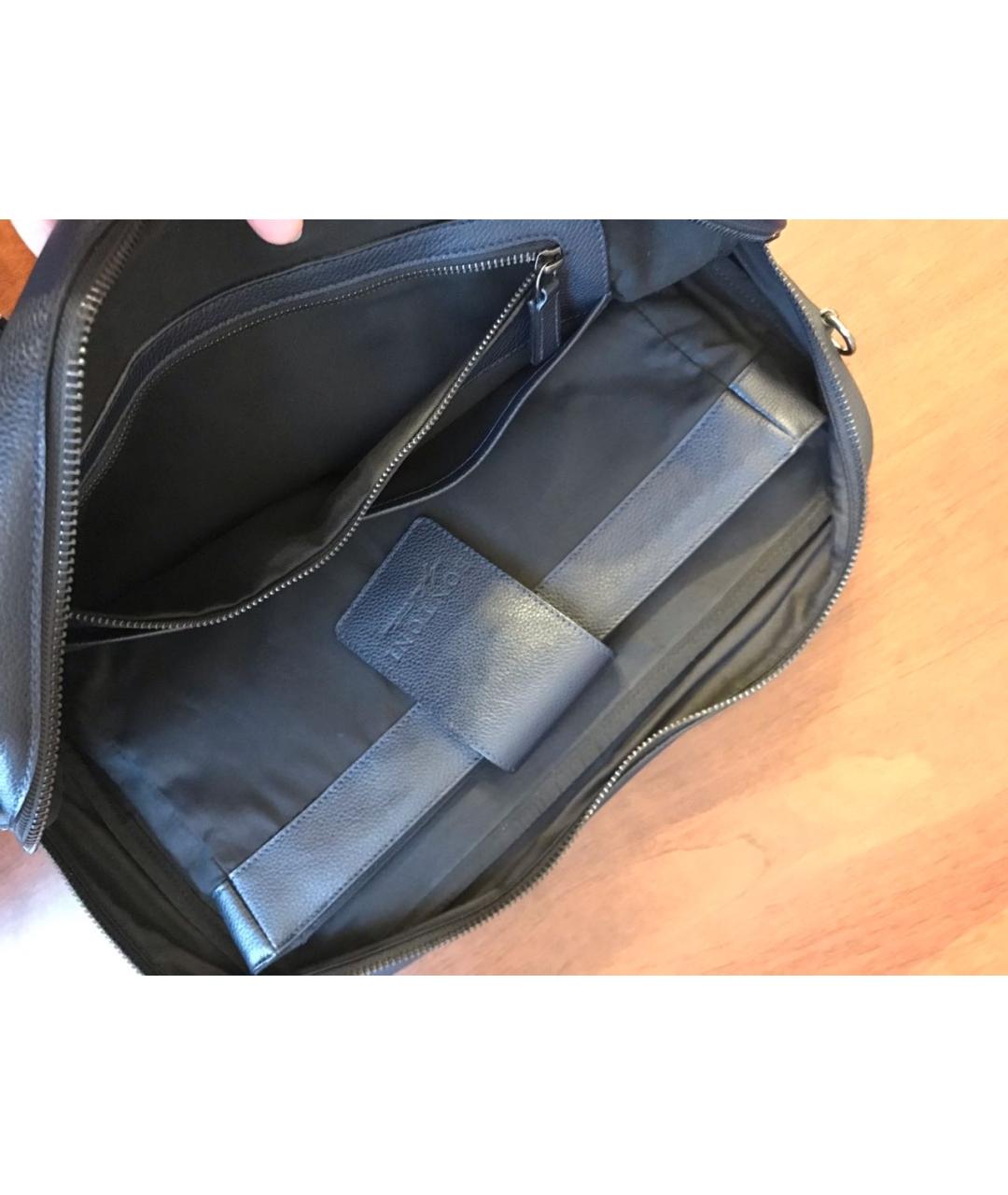 BONTONI Темно-синий кожаный портфель, фото 7