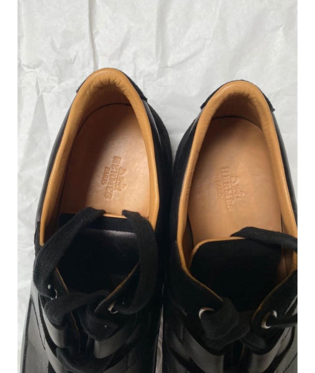 HERMES PRE-OWNED Черные кожаные низкие кроссовки / кеды, фото 3