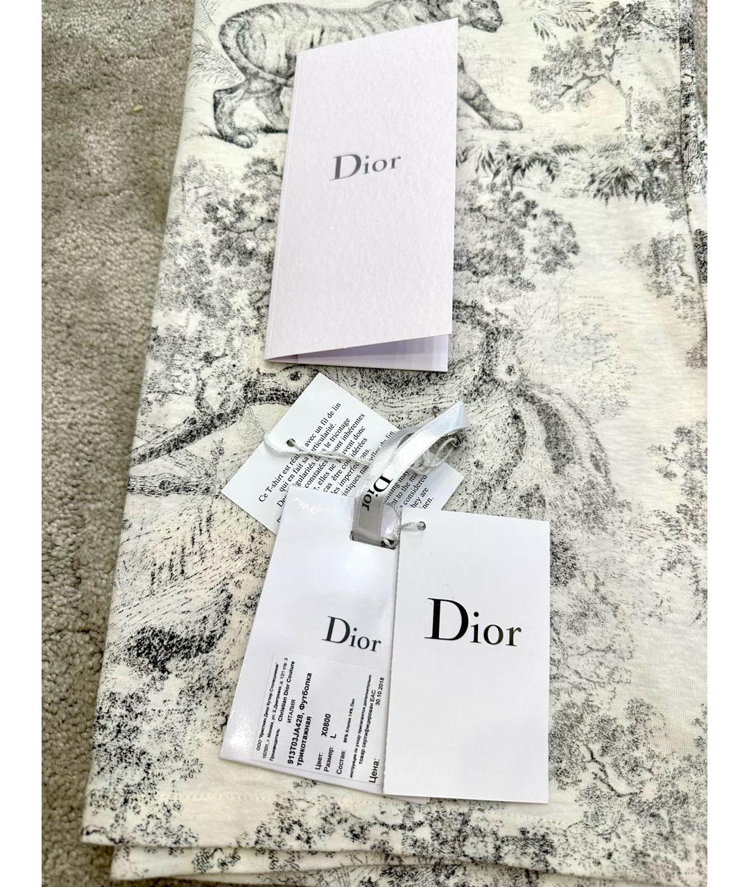 CHRISTIAN DIOR Бежевая хлопковая футболка, фото 4