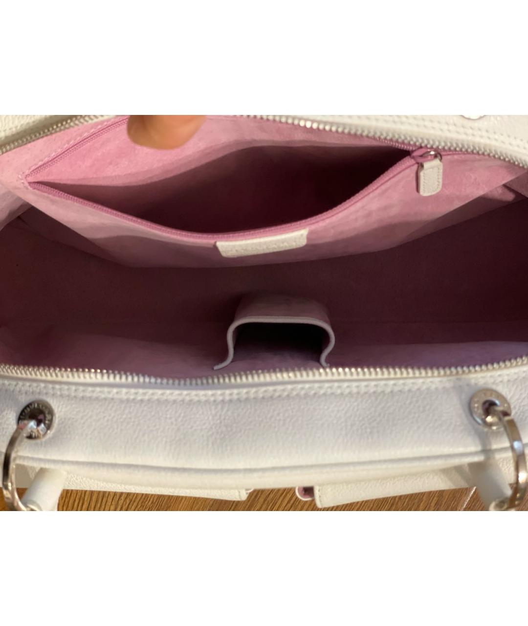 BVLGARI Белая кожаная сумка с короткими ручками, фото 5