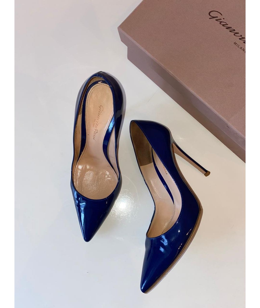 GIANVITO ROSSI Синие туфли из лакированной кожи, фото 2