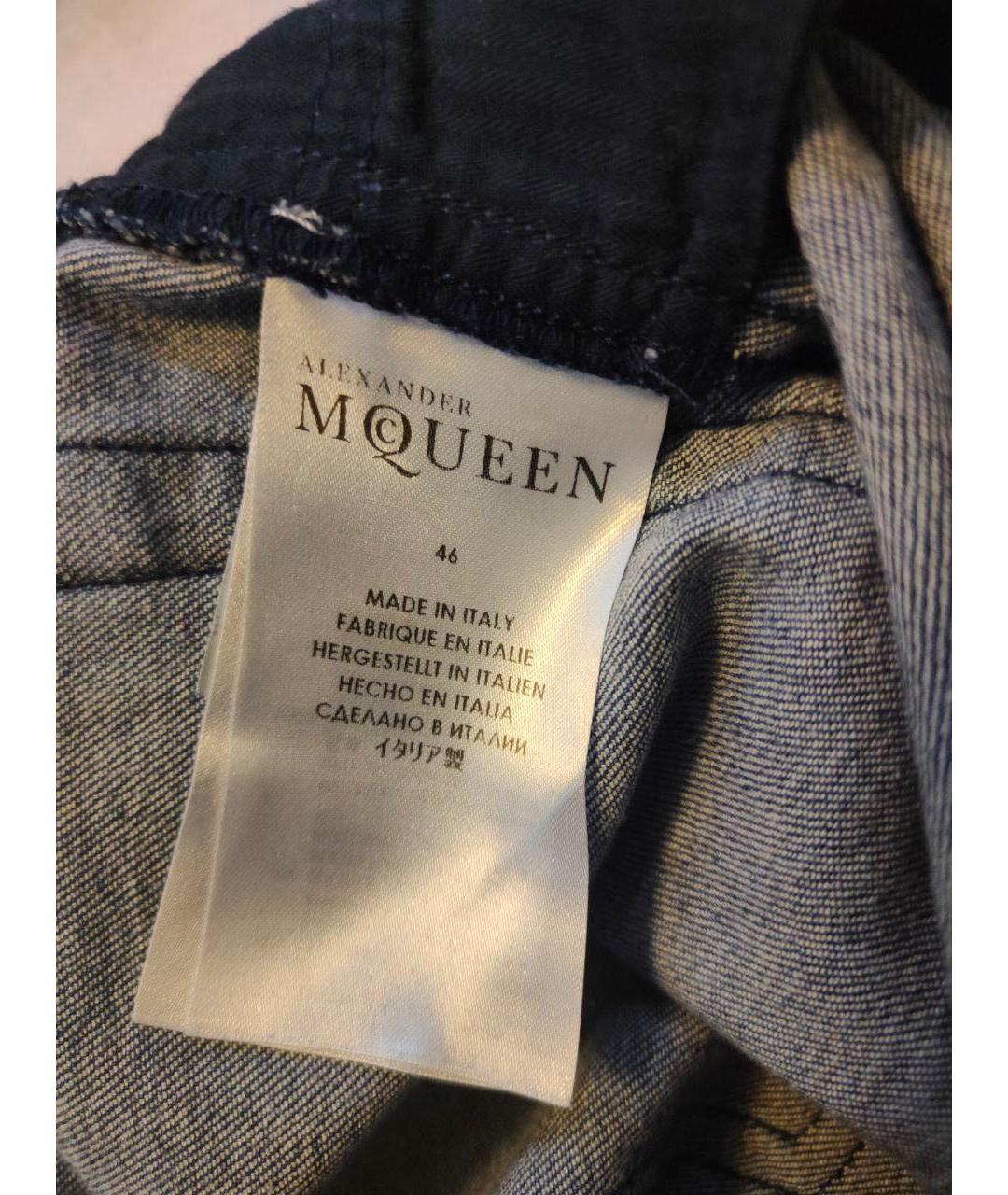 ALEXANDER MCQUEEN Синие хлопко-эластановые прямые джинсы, фото 7