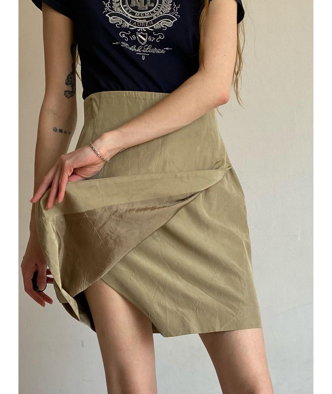 ESCADA Бежевая шелковая юбка мини, фото 7