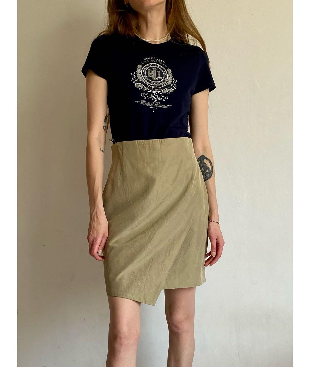 ESCADA Бежевая шелковая юбка мини, фото 9