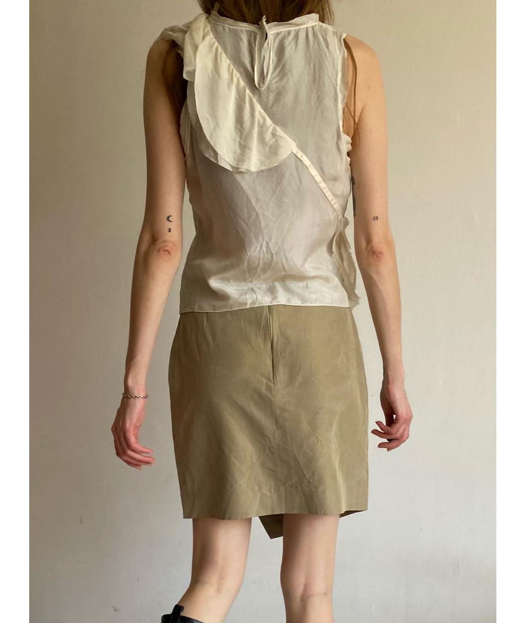 ESCADA Бежевая шелковая юбка мини, фото 5