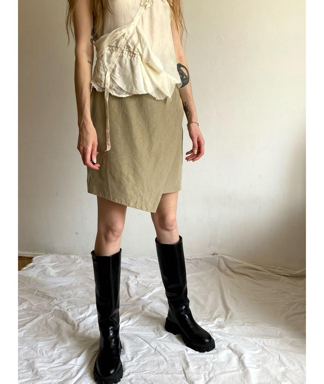 ESCADA Бежевая шелковая юбка мини, фото 3