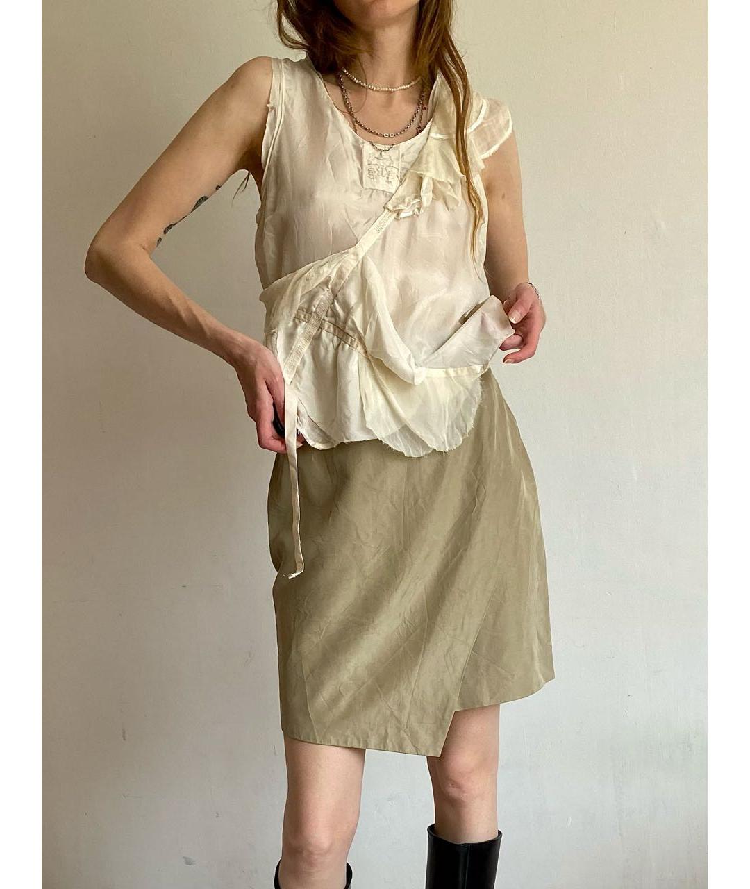 ESCADA Бежевая шелковая юбка мини, фото 2