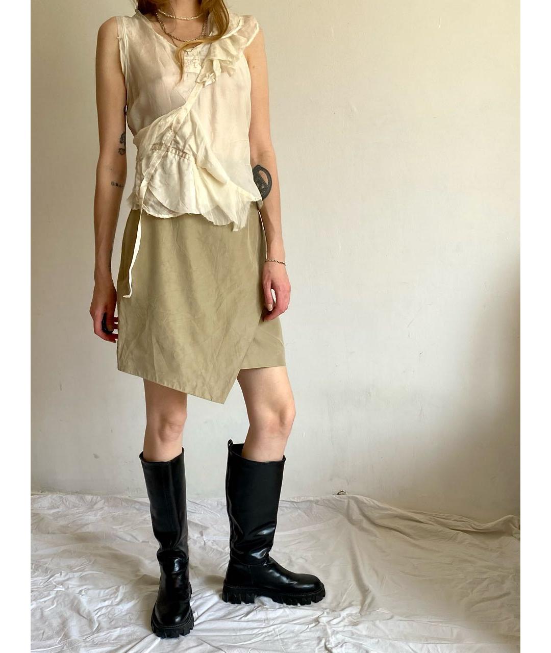 ESCADA Бежевая шелковая юбка мини, фото 4