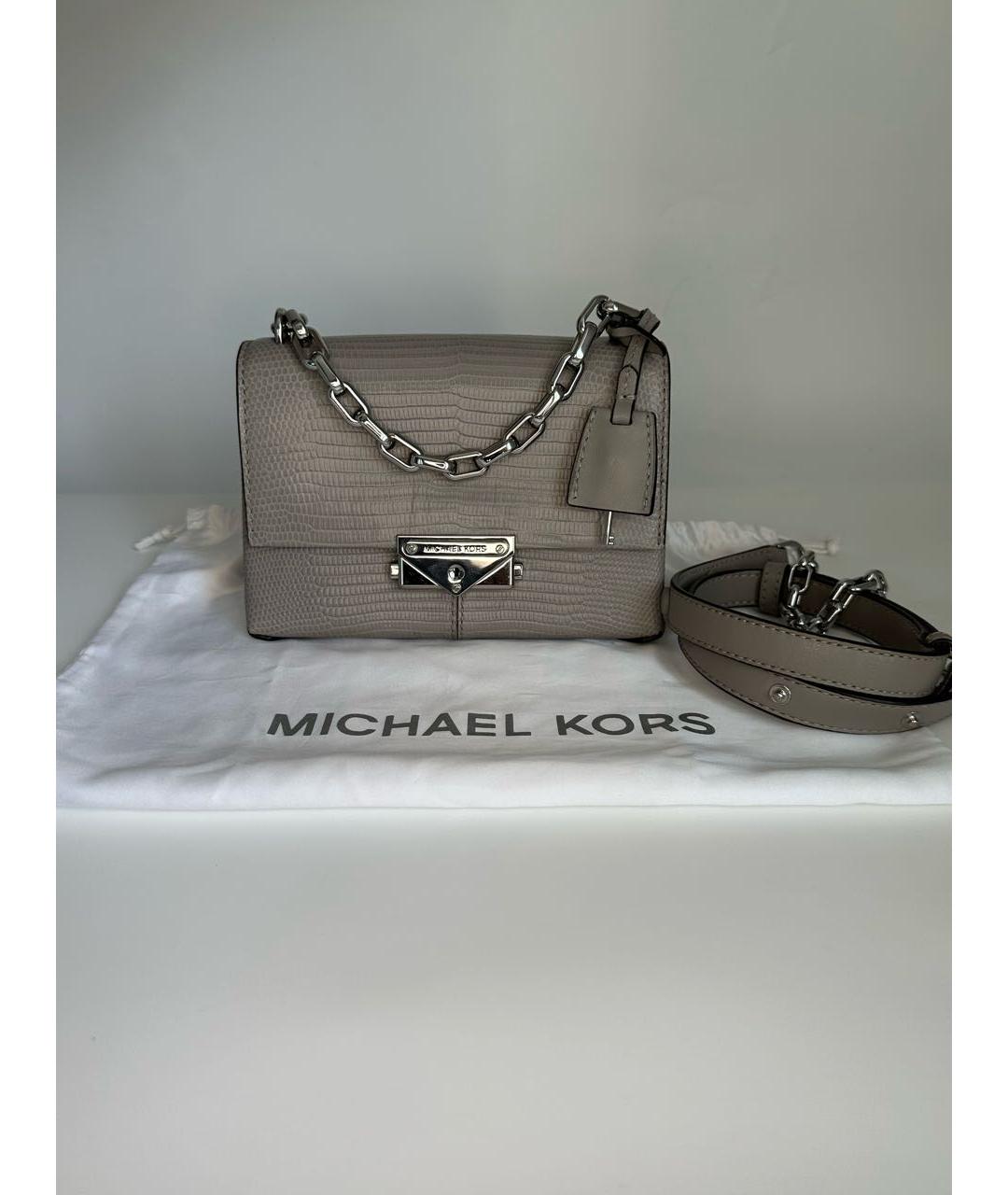 MICHAEL MICHAEL KORS Серая кожаная сумка с короткими ручками, фото 9