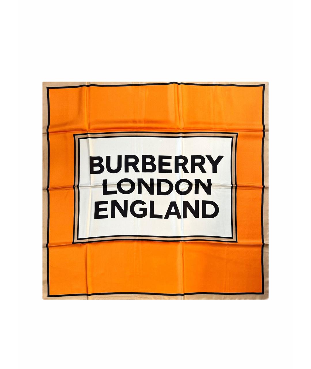 BURBERRY Оранжевый шелковый платок, фото 1