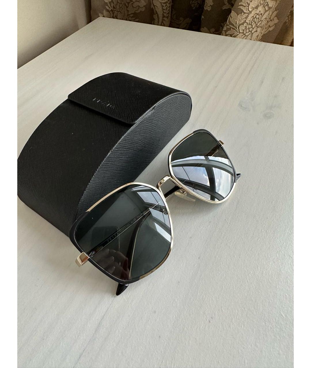 PRADA Черные металлические солнцезащитные очки, фото 4
