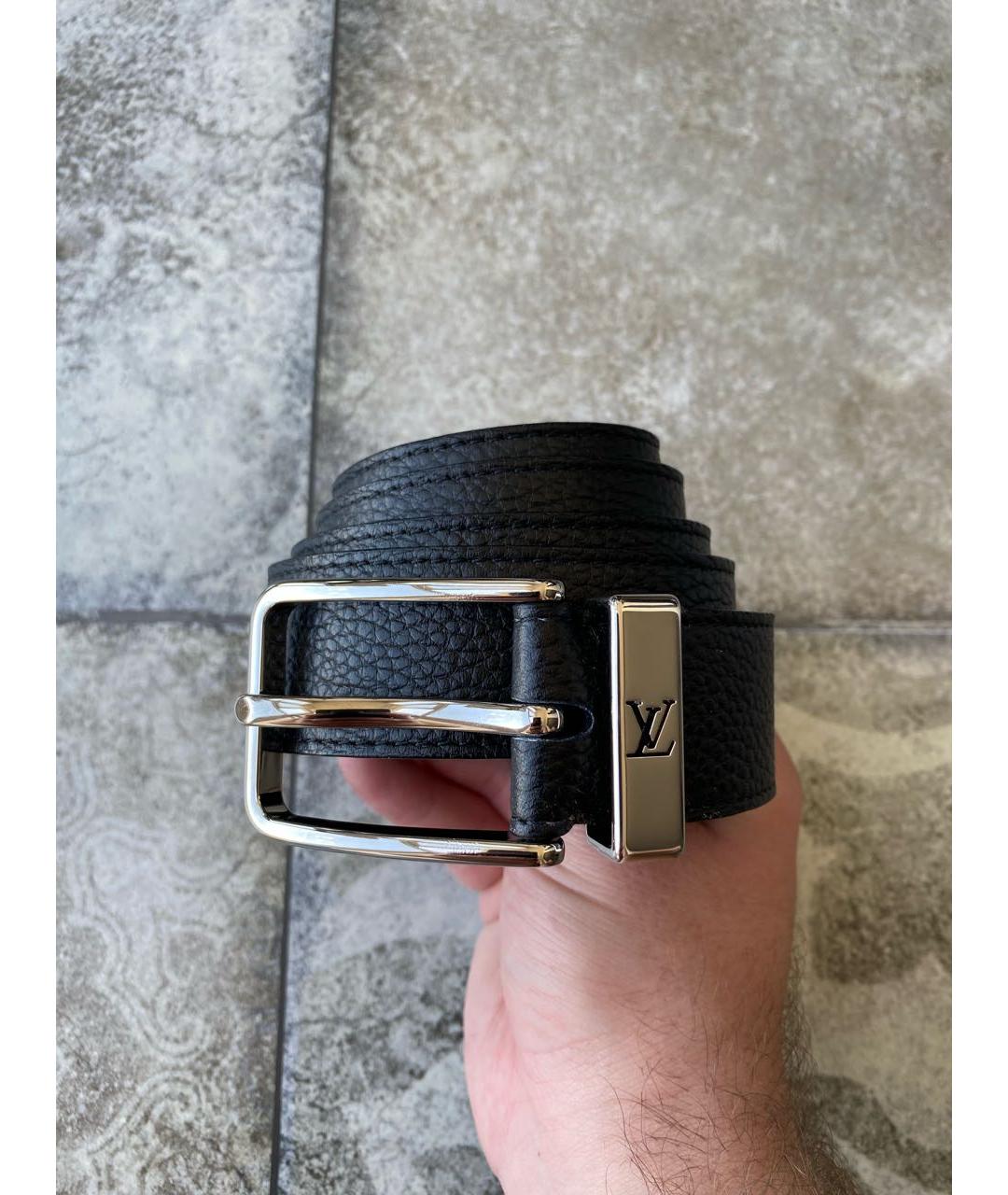 LOUIS VUITTON Черный кожаный ремень, фото 3