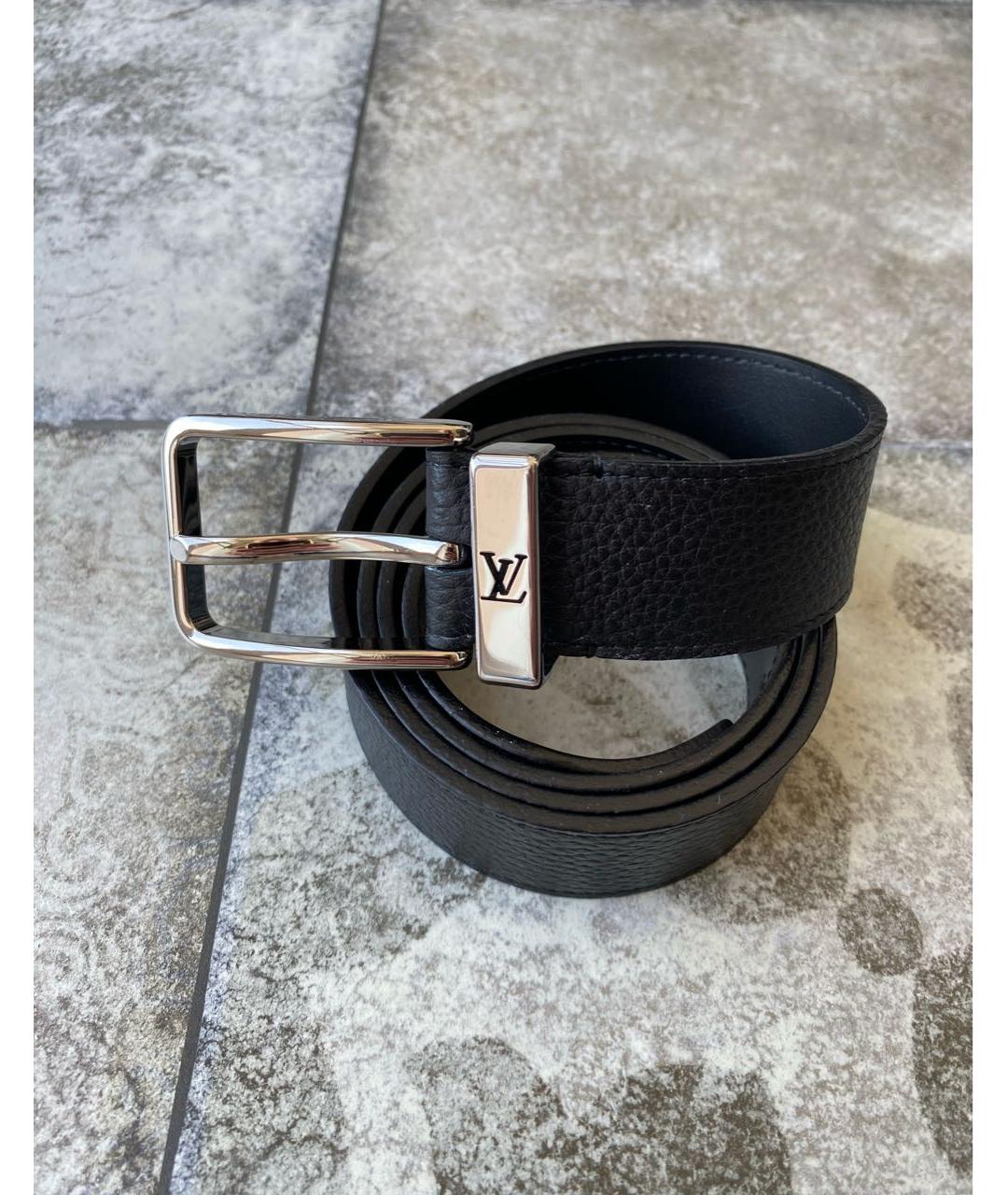 LOUIS VUITTON Черный кожаный ремень, фото 2