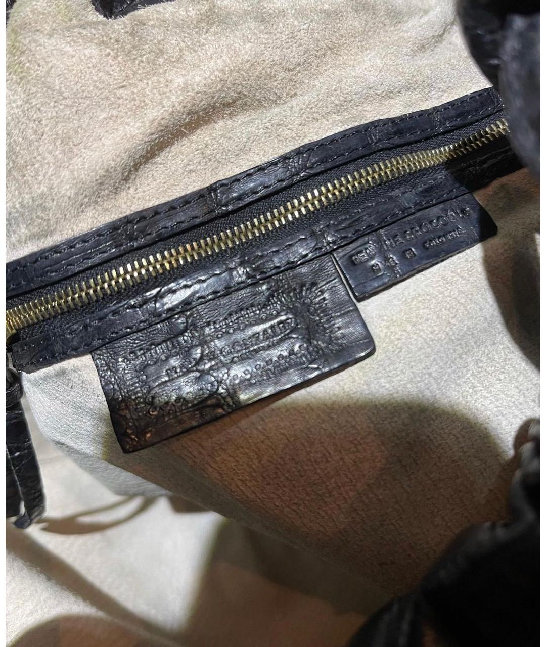 NANCY GONZALEZ Черная сумка с короткими ручками из экзотической кожи, фото 4