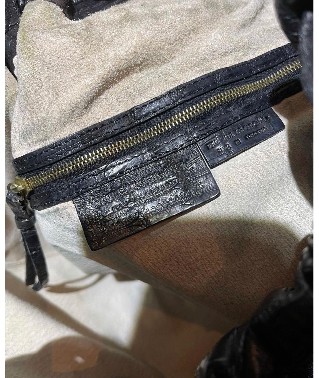 NANCY GONZALEZ Черная сумка с короткими ручками из экзотической кожи, фото 5