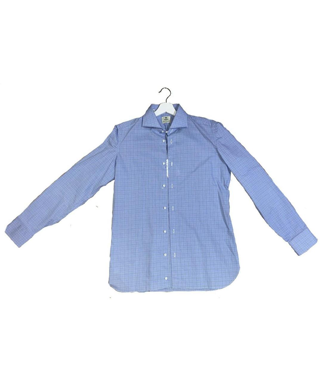 LUIGI BORRELLI Голубая хлопковая классическая рубашка, фото 5