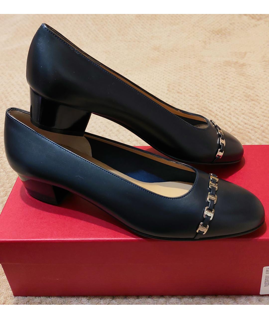 FERRAGAMO Темно-синие кожаные туфли, фото 3