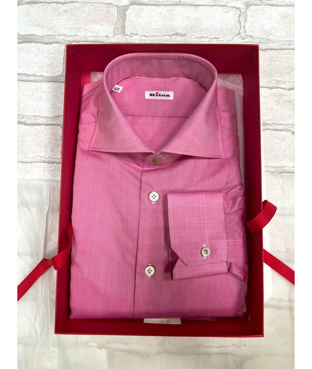 KITON Розовая хлопковая классическая рубашка, фото 4