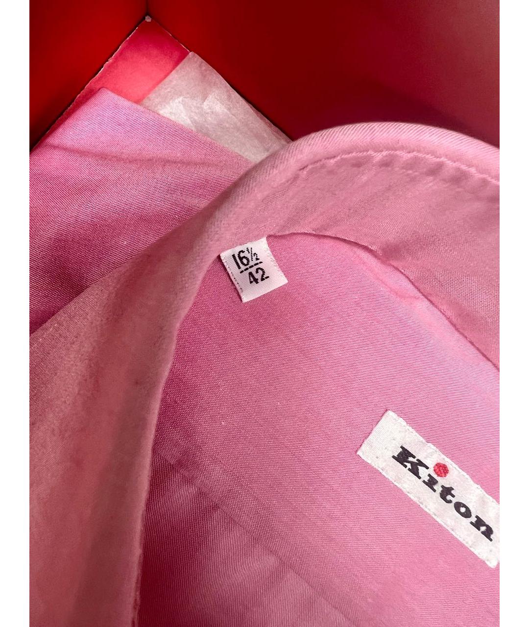 KITON Розовая хлопковая классическая рубашка, фото 3