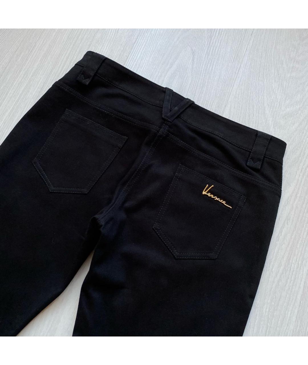VERSACE Черные хлопко-эластановые джинсы клеш, фото 4