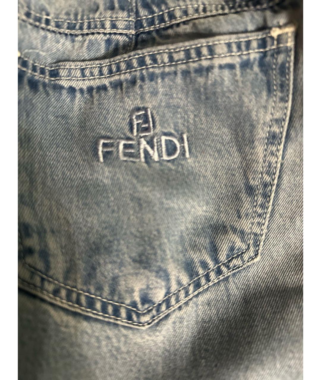 FENDI Голубые хлопковые прямые джинсы, фото 4