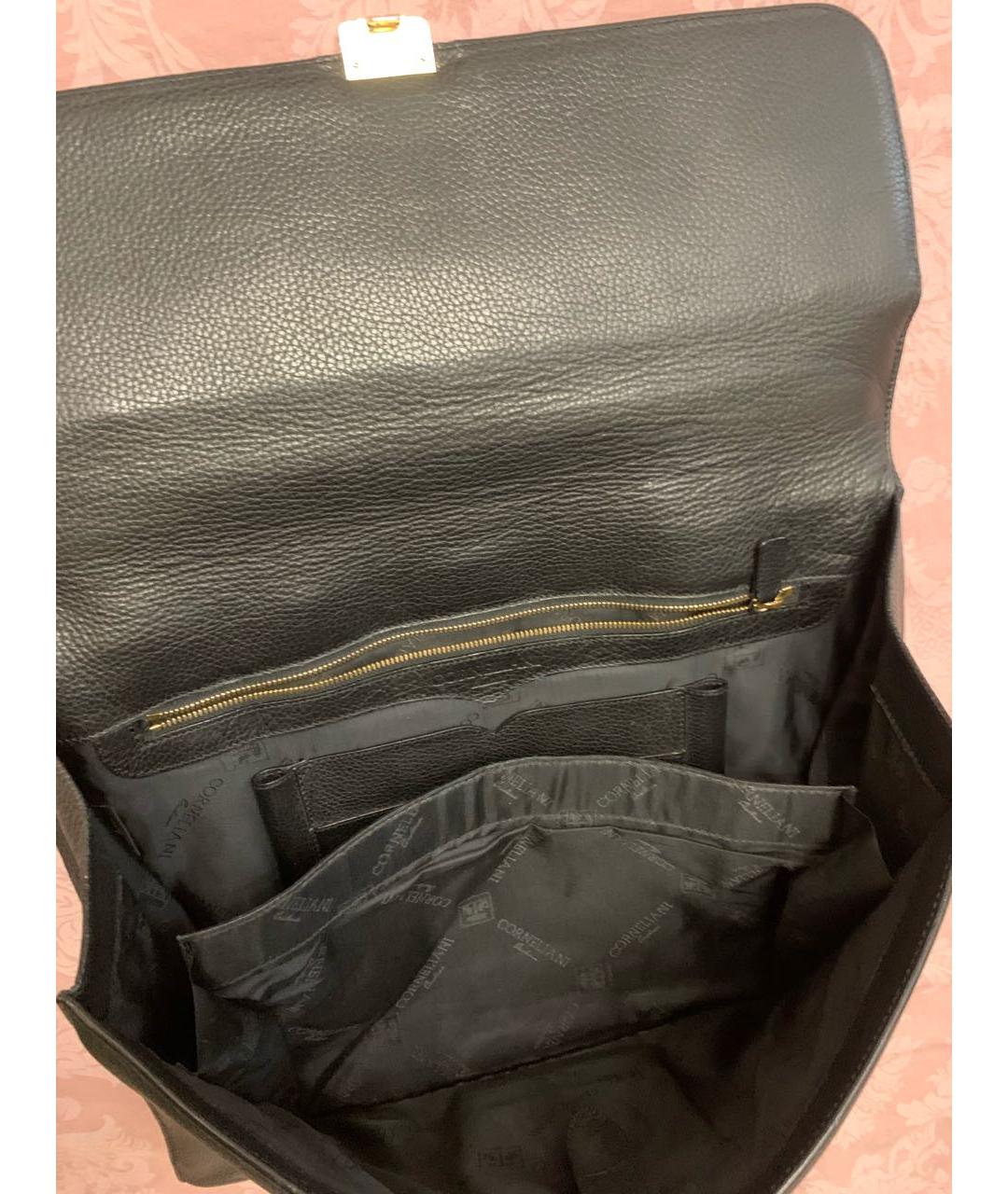 CORNELIANI Черный кожаный портфель, фото 4