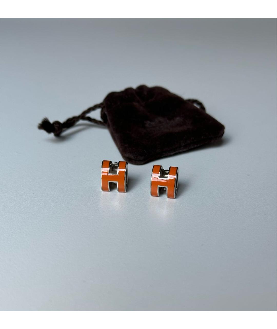 HERMES PRE-OWNED Оранжевое металлические серьги, фото 5