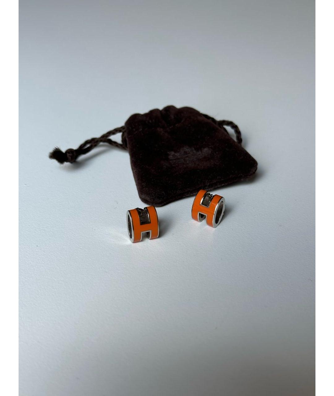 HERMES PRE-OWNED Оранжевое металлические серьги, фото 2