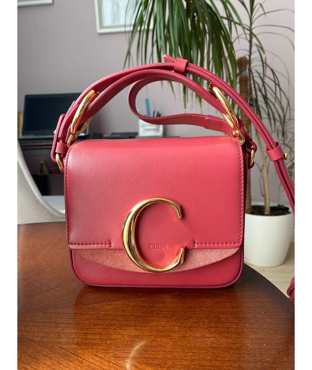 CHLOE Розовая кожаная сумка через плечо, фото 9