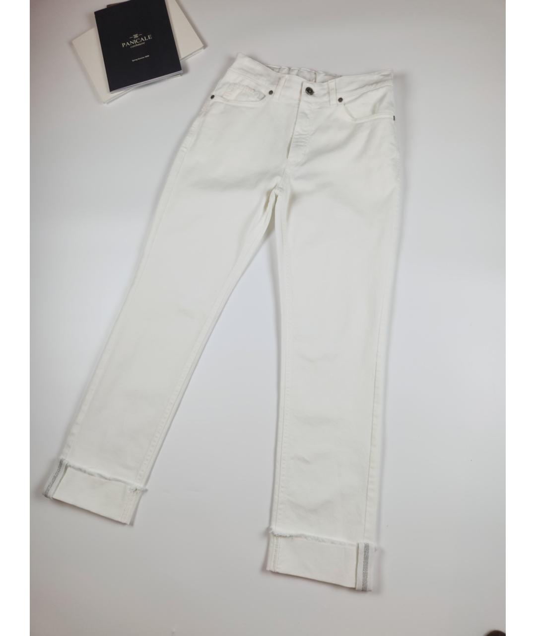 PANICALE Белые хлопковые прямые джинсы, фото 3